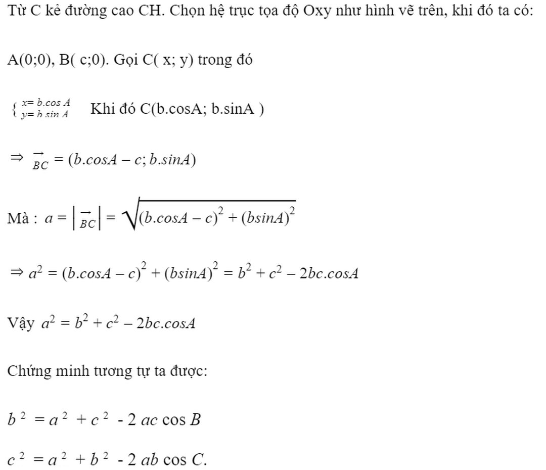 Chứng minh tính chính xác của định lý Cosin