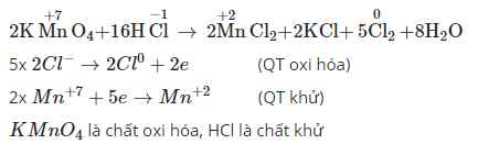 Ví dụ trong phản ứng oxi hóa khử KMnO4